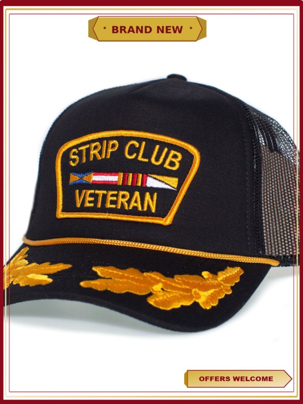 Strip Club Veteran Trucker Hat Funny Gag Gift Snap Closure Adult One Size